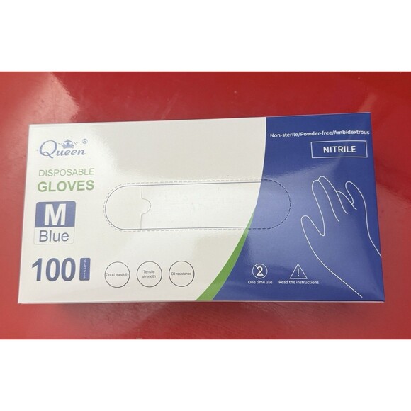 2 Boxes Nitrile disposable gloves 100 Blue Powder Free Medium cleaning salons - Picture 1 of 8